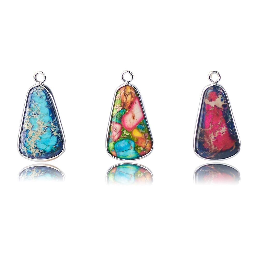 8915 3 Pieces Natural Imperial Jasper Pendant,Gemstone Links Charms for DIY